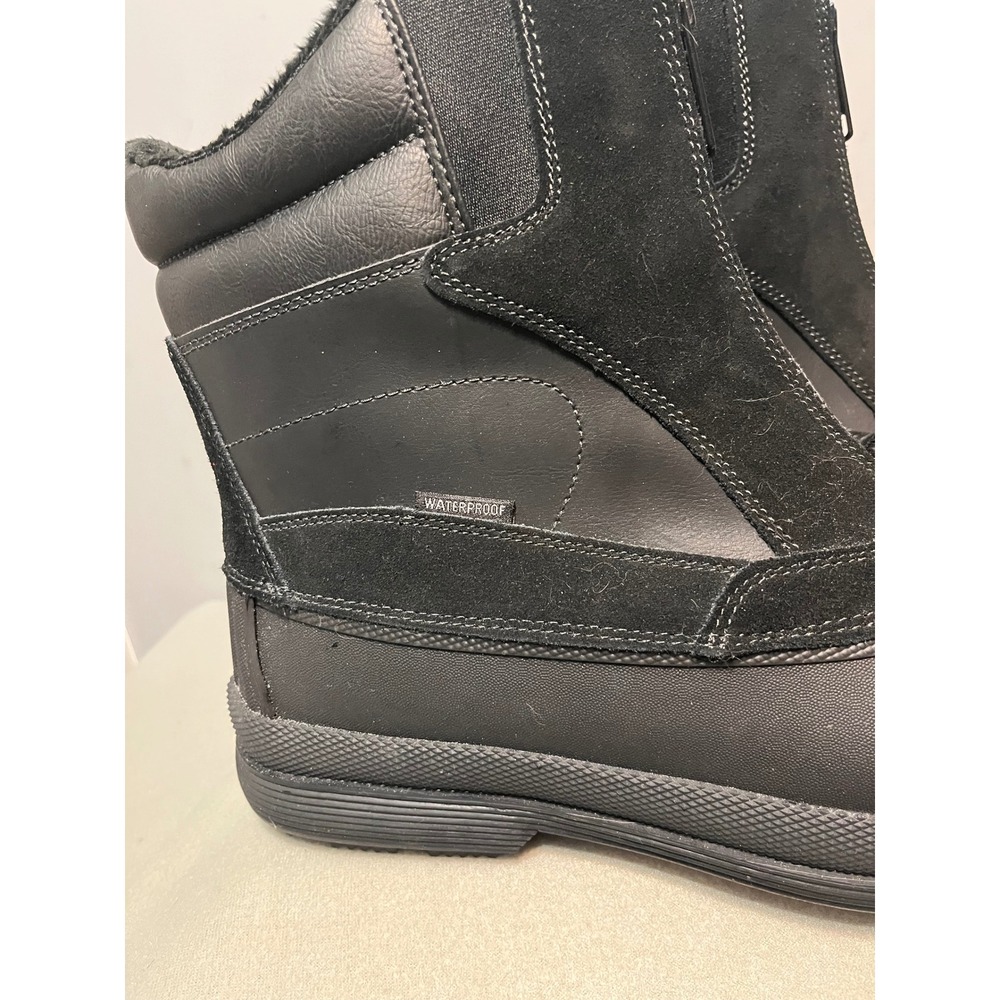 Nortiv8 Mens Waterproof Winter Snow Boots Black Front Zip Faux Fur Lined Sz 15 - Picture 4 of 9
